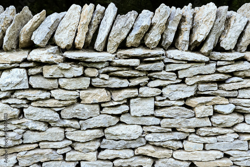 Close-up of a dry laid limestone fence in Lexington, Kentucky USA photo