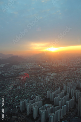 view from top of the cityscape of Seoul  South Korea 