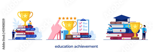 education achievement, diploma, graduation, goal, educational, scholarship flat design vector