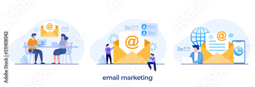 email marketing, online business strategy, advertisement, inbox flat illustration vector