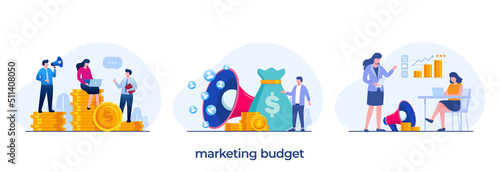 marketing budget, advertisement, ads, management, business concept, startup, flat illustration vector