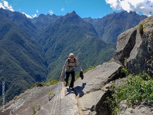 Man hiking in the mountains of Peru