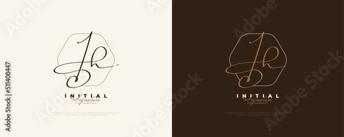 JH Initial Signature Logo Design with Elegant and Minimalist Handwriting Style. Initial J and H Logo Design for Wedding, Fashion, Jewelry, Boutique and Business Brand Identity photo