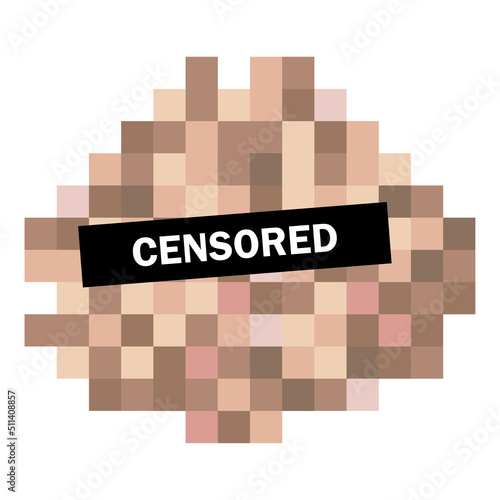 Pixel censored sign. Blurry pixel color censorship element. Vector illustration. Stock image.