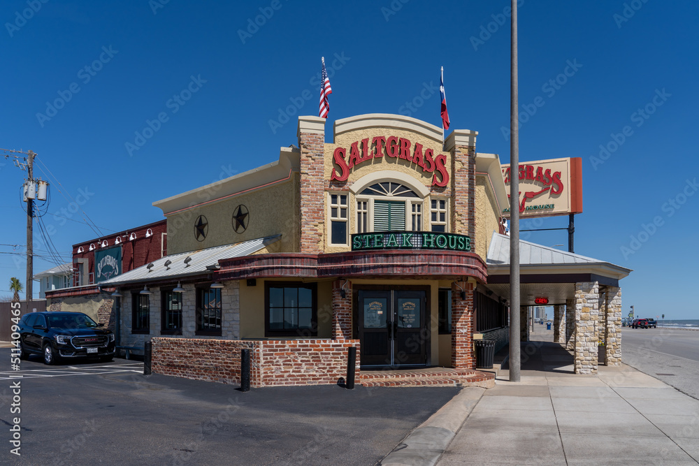 Galveston, Texas, USA March 12, 2022 A Saltgrass Steak House restaurant in Galveston, Texas