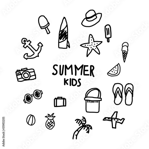 summer kids hand drawn vector cute