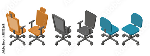 Office chair pack isometric 