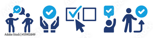 Accept icon vector set. Done, approval, agreement and confirm with check mark symbol illustration. photo