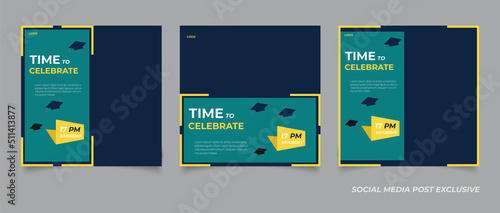 Realistic instagram posts graduation template	
