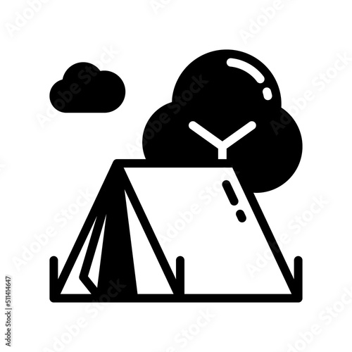 tent solid style icon. vector illustration for graphic design, website, app