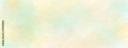 Pastel blue and yellow abstract cloudy sky watercolor, Pastel soft colorful panoramic abstract cloudy misty sunrise, Abstract pastel color watercolor for background.