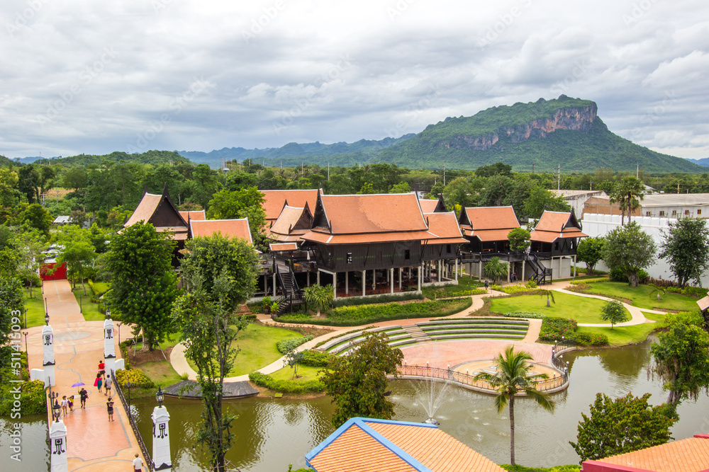 Kanchanaburi province,Thailand on July 9,2017:Views from City Tower of Mallika City,1905 A.D.(City of culture and lifestyle during the reign of King Chulalongkorn, Rama V)