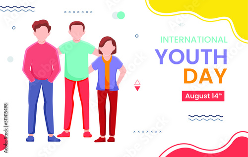 Illustration of International Youth Day is an awareness day designated by the United Nations. The purpose of the day is to draw attention to a given set of cultural and legal issues surrounding youth