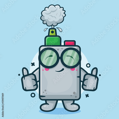 cute vape electronic cigarette character mascot with thumb up hand gesture isolated cartoon in flat style design