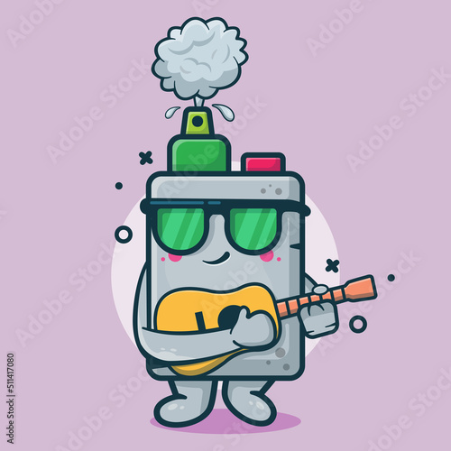 cool vape electronic cigarette character mascot playing guitar isolated cartoon in flat style design