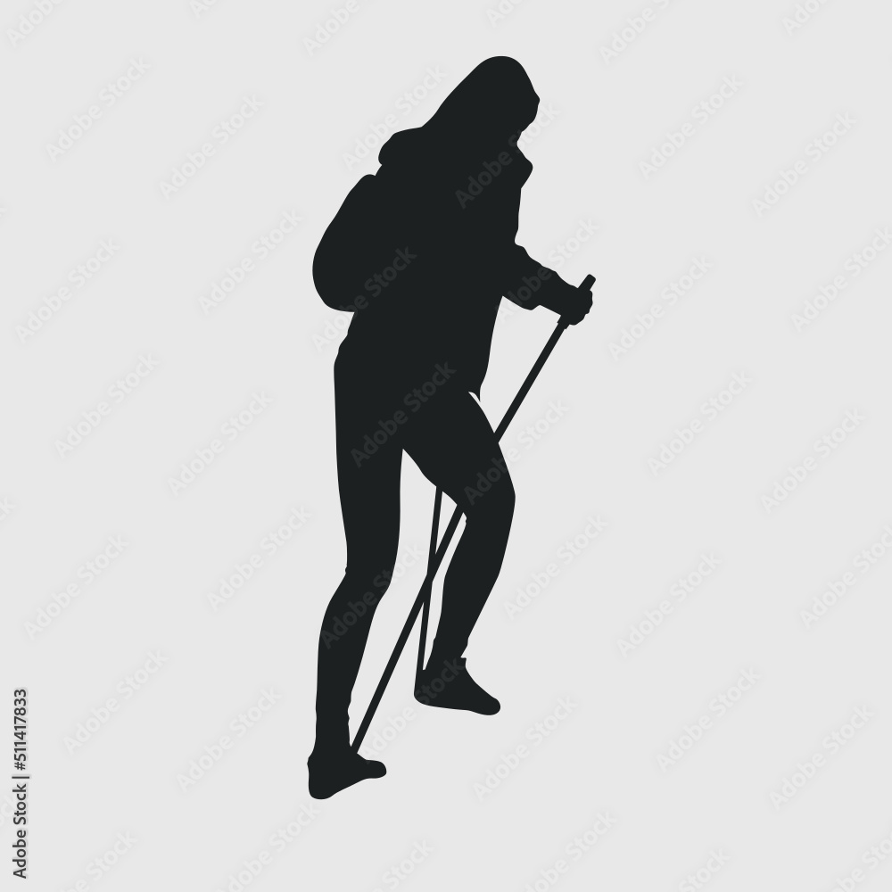 Hiking Silhouette SVG Bundle Cut File, Hike Girl Svg, Female Hiker Svg