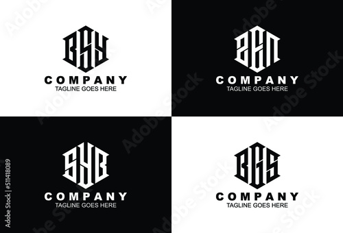 Creative letter monogram logo design with stationery template FRS KSC NBA PHA CVS PEAABS AOU AHC BH RV EZ ZR NA RK photo