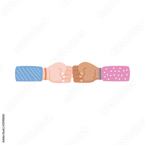 interracial hands bumping fists
