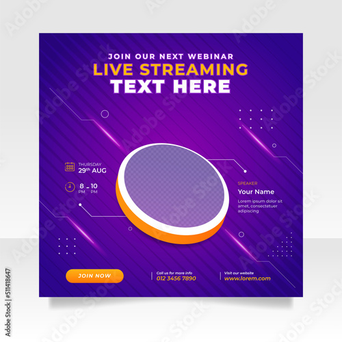 Digital marketing live webinar and business social media post template