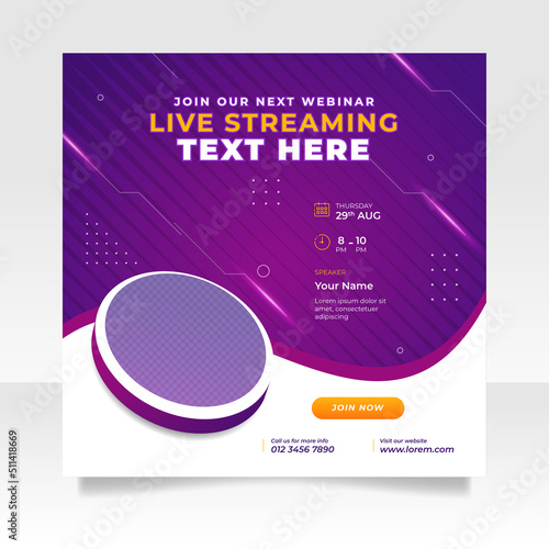 Digital marketing live webinar and business social media post template