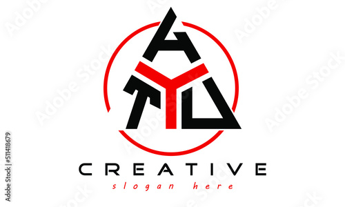 THU three letter creative triangle shape in circle logo design vector template. typography logo | Letter mark logo | initial logo | wordmark logo | minimalist logo | gaming logo | emblem logo