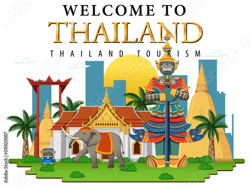 Bangkok Thailand Landmark Logo Banner