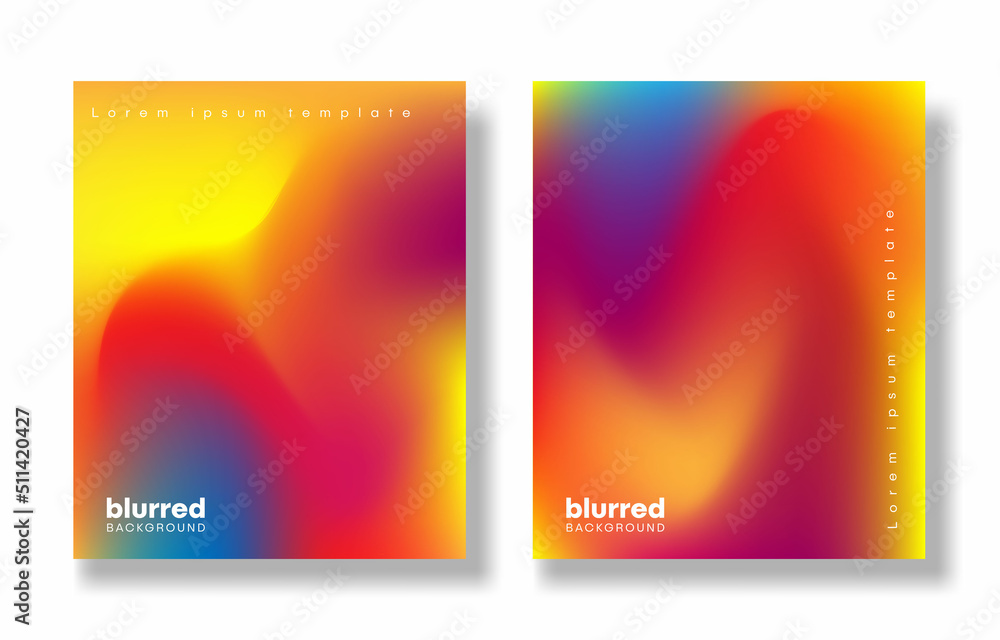 Naklejka premium Set of Summer Onfire Red, Orange, and Blue Blurred Gradient Card, Flyer Smooth Design Vector for Event, Banner, and Poster Background