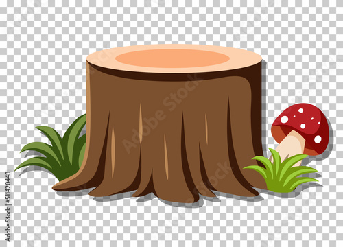 Tree stump isolated on grid background