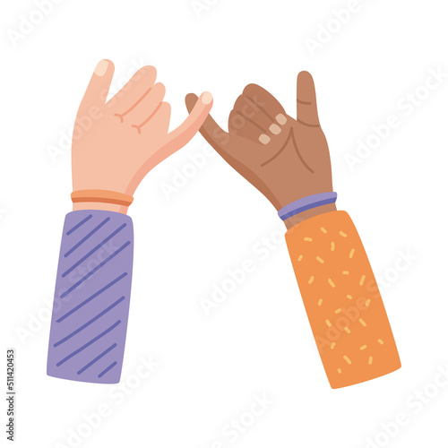 interracial hands making a promise