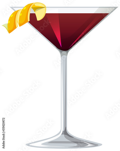 Martinez cocktail in the glass on white background