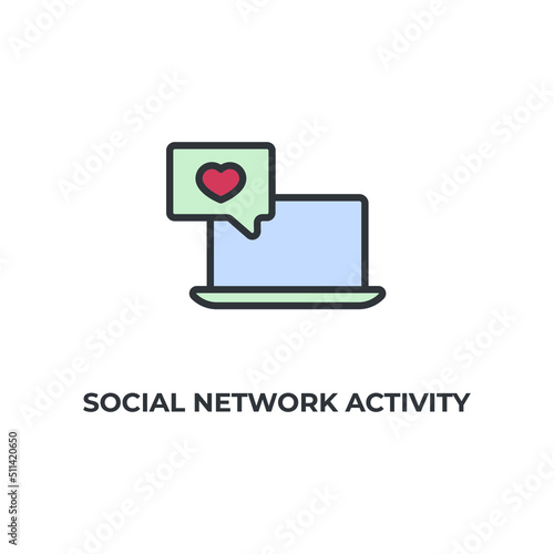 social network activity vector icon. Colorful flat design vector illustration. Vector graphics