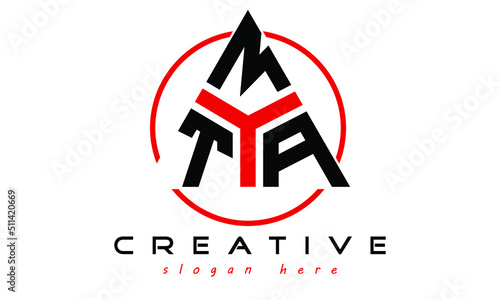 TMA three letter creative triangle shape in circle logo design vector template. typography logo | Letter mark logo | initial logo | wordmark logo | minimalist logo | gaming logo | emblem logo