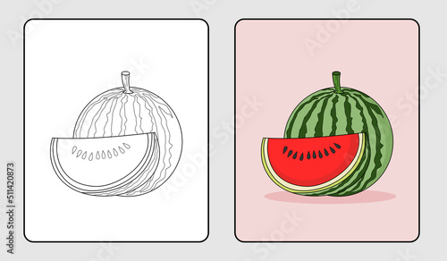 watermelon coloring book or educational pages for kids