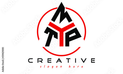 TMP three letter creative triangle shape in circle logo design vector template. typography logo | Letter mark logo | initial logo | wordmark logo | minimalist logo | gaming logo | emblem logo photo