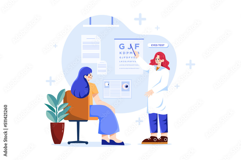 Eye test Illustration concept. Flat illustration isolated on white background. Eye test Illustration concept. Flat illustration isolated on white background.