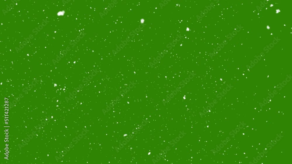 Snow falling on green background Snow falling on green background