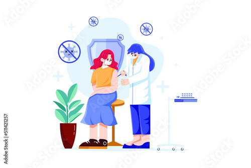 Vaccination Covid-19 Illustration concept. Flat illustration isolated on white background.