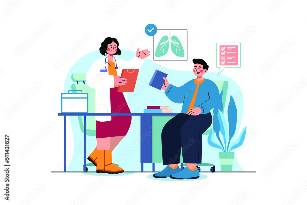 Routine health checkup Illustration concept. Flat illustration isolated on white background.