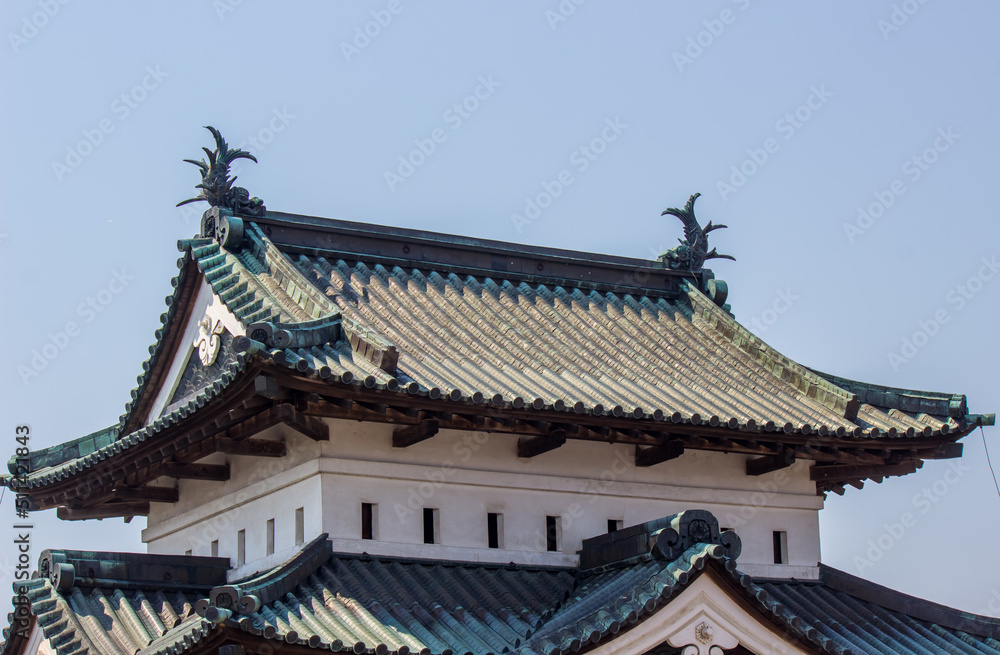 Close up the roof of Hirosaki Castle Tower in Hirosaki Park,Aomori,Tohoku,Japan. Close up the roof of Hirosaki Castle Tower in Hirosaki Park,Aomori,Tohoku,Japan.