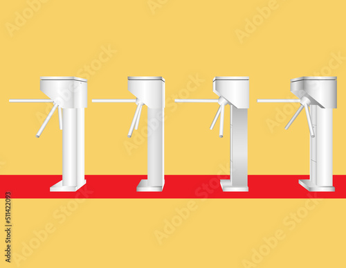 Manual turnstiles set or gateway access made of stainless. security gates vector illustration