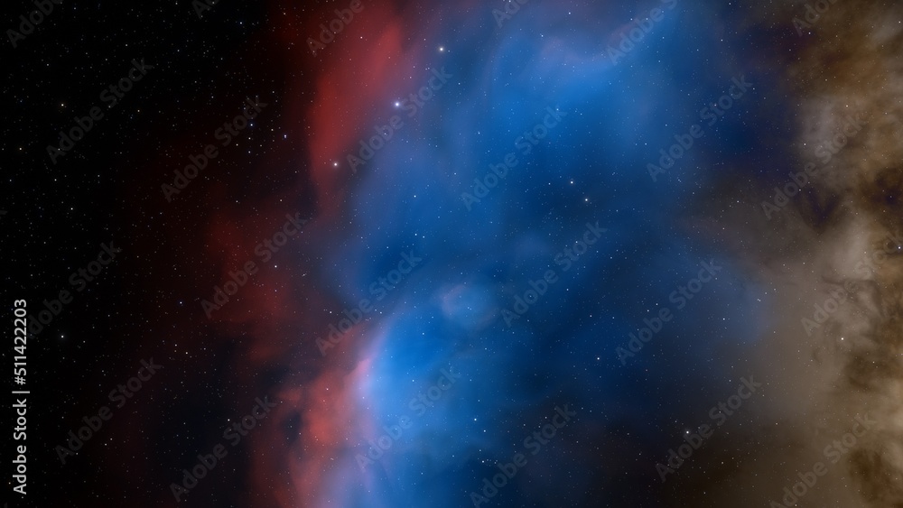 Fototapeta premium Space nebula, for use with projects on science, research, and education. Illustration 