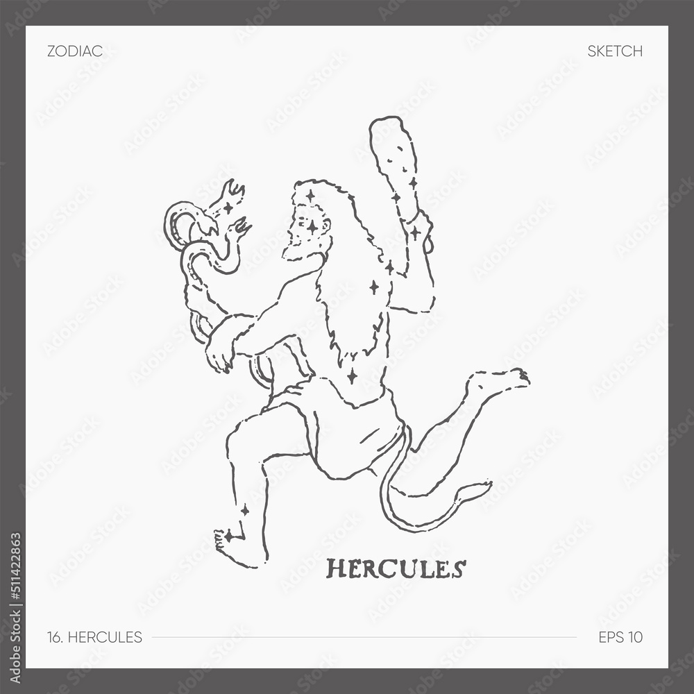 Illustration of astrological zodiac Hercules Illustration of astrological zodiac Hercules