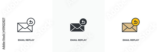 email replay icon. Line, solid and filled outline colorful version, outline and filled vector sign. Idea Symbol, logo illustration. Vector graphics