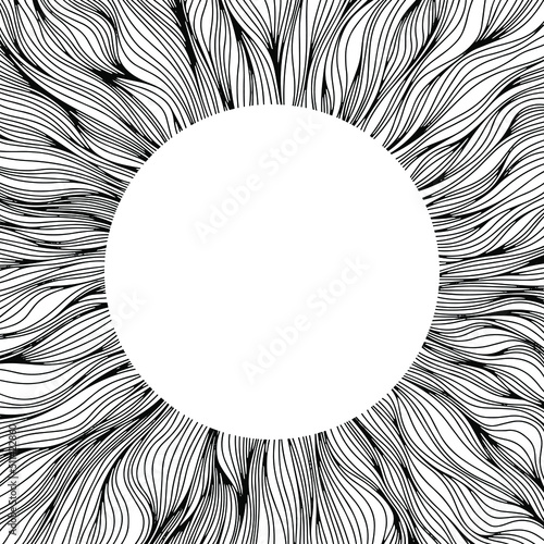 Abstract eye illustration. Iris decorative image. Circle vector line sketch.