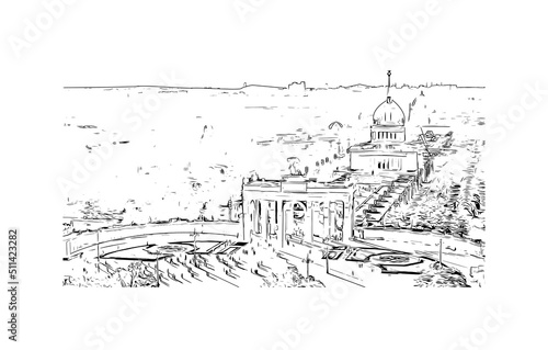 Fototapeta Naklejka Na Ścianę i Meble -  Building view with landmark of Moscow is the 
capital of Russia. Hand drawn sketch illustration in vector.