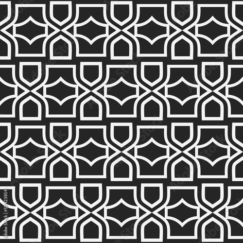 White tiles. Vector of striped shapes on a black background.