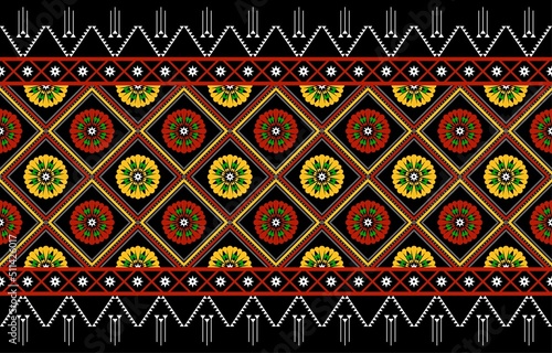 Geometric ethnic oriental seamless pattern traditional Design for background,carpet,wallpaper.clothing,wrapping,Batik fabric,Vector illustration.embroidery style - Sadu, sadou, sadow or sado