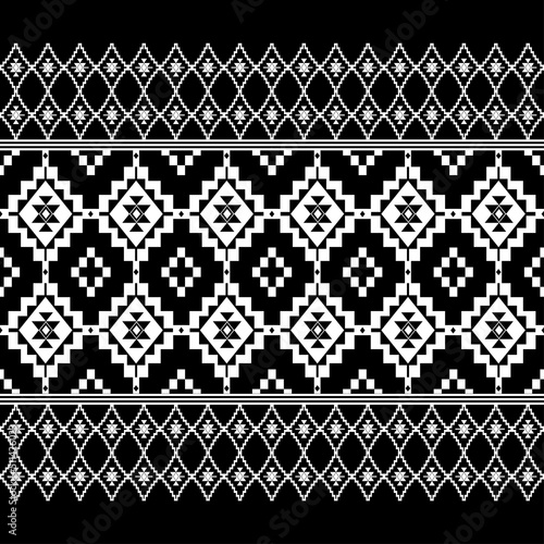 Geometric ethnic oriental seamless pattern traditional Design for background,carpet,wallpaper.clothing,wrapping,Batik fabric,Vector illustration.embroidery style - Sadu, sadou, sadow or sado