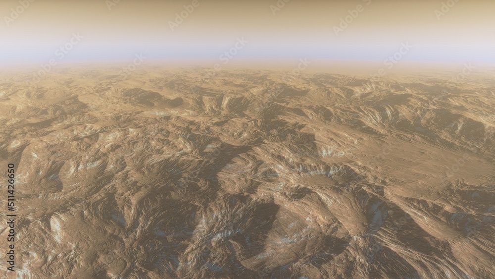 Fototapeta premium landscape on planet Mars, scenic desert scene on the red planet 