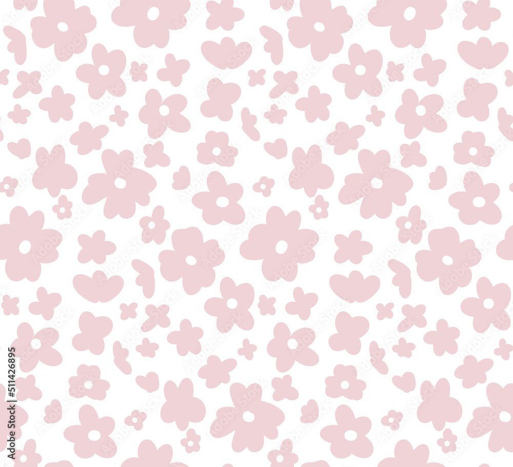 Vector tender seamless ditsy pattern. Romantic texture with small pink flowers on a white background. Simple floral background Vector tender seamless ditsy pattern. Romantic texture with small pink flowers on a white background. Simple floral background